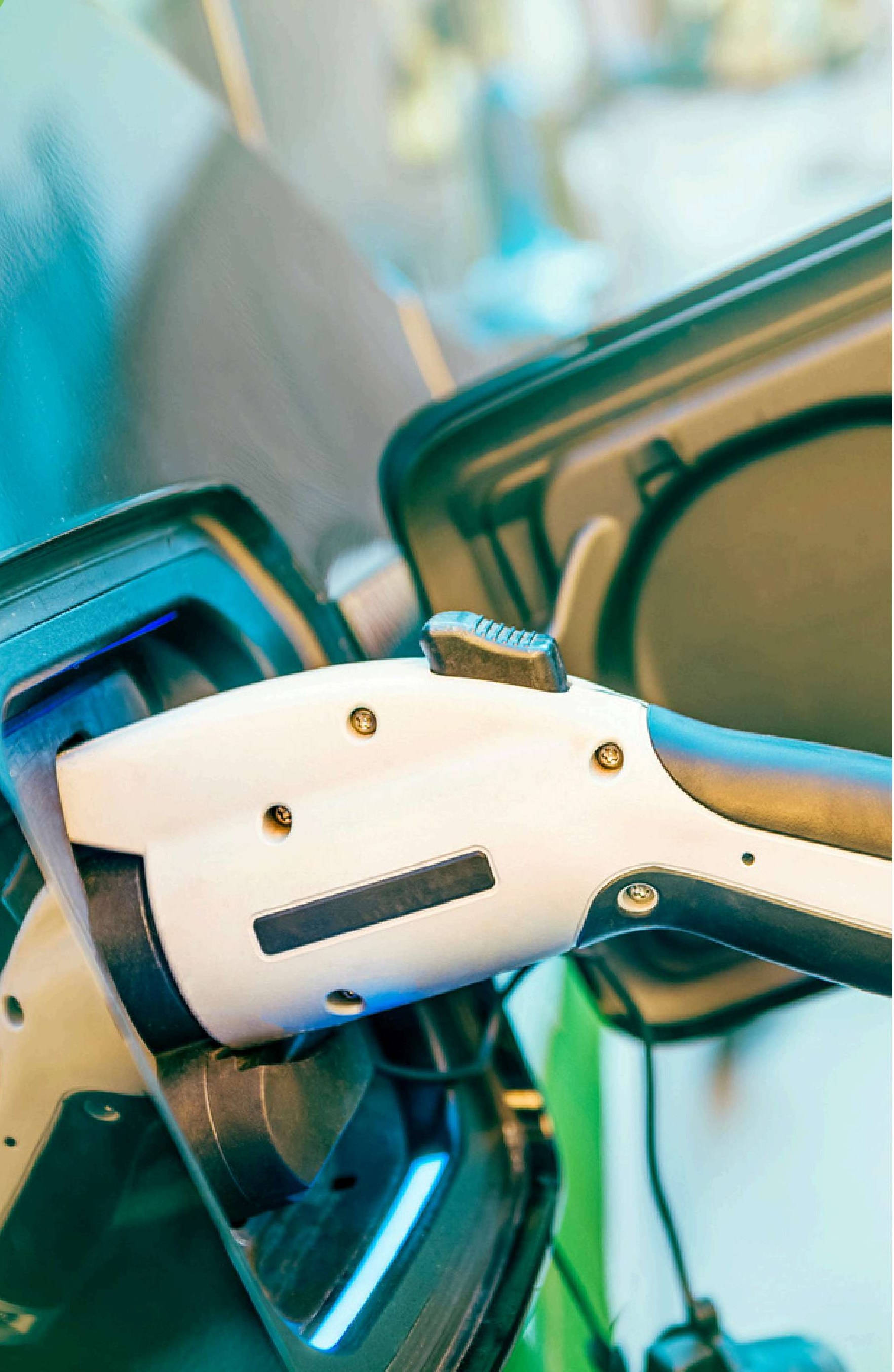 An electric vehicle plugged in and charging